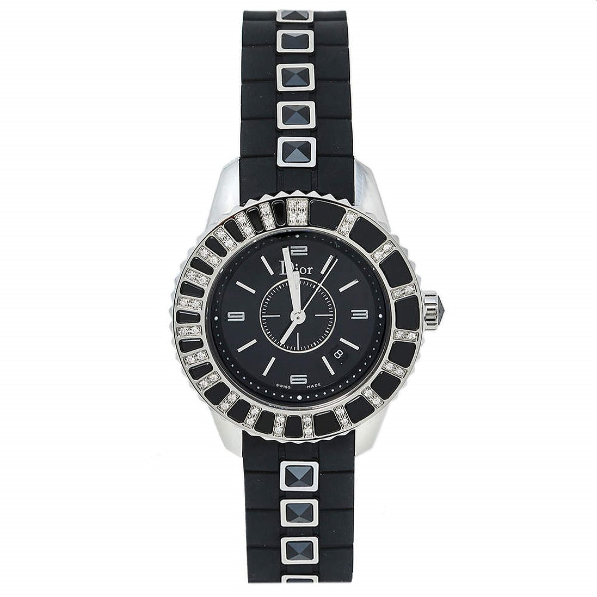 Christian Dior Women's CD113115R001 Christal Black Rubber Watch