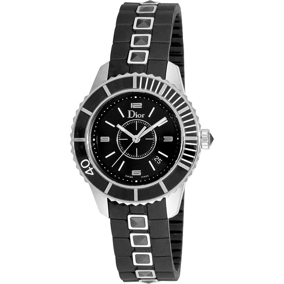 Christian Dior Women's CD11311FR001 Christal Black Rubber Watch