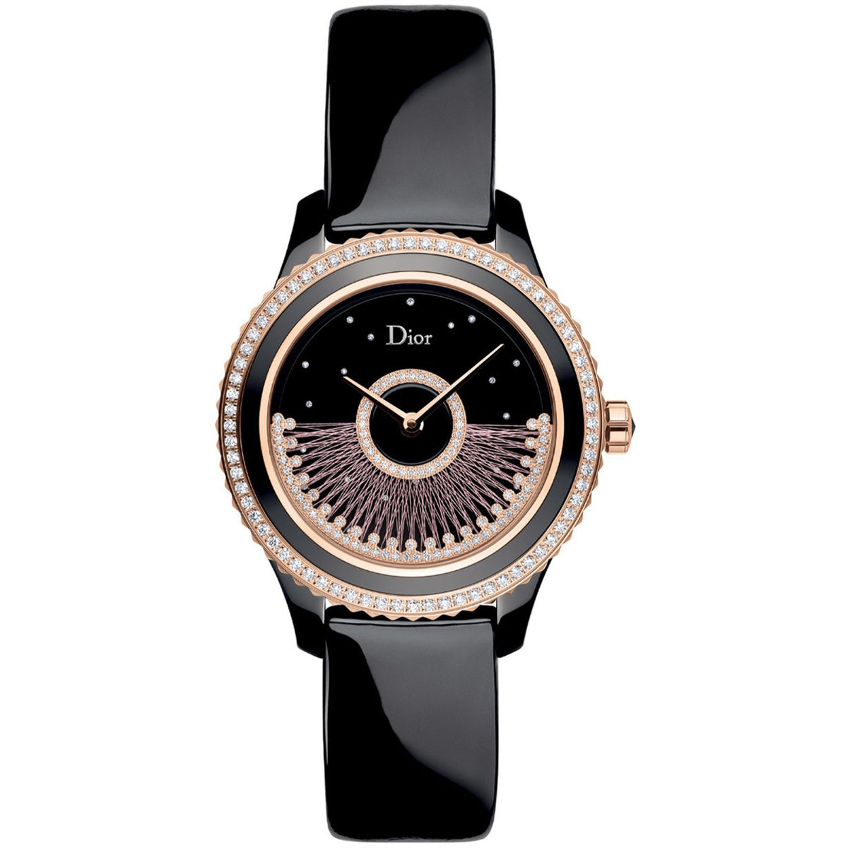 Christian Dior Women's CD124BH4A001 Dior VIII Diamonds Black Leather Watch