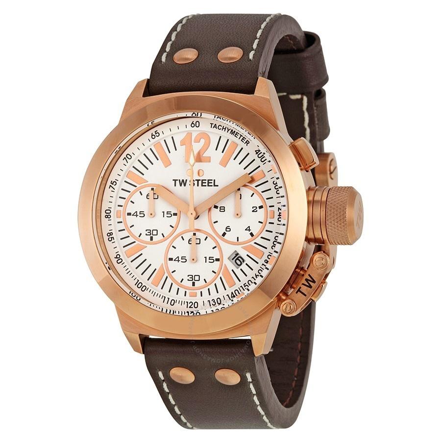 TW Steel Men&#39;s CE1019 Canteen CEO Chronograph Brown Leather Watch