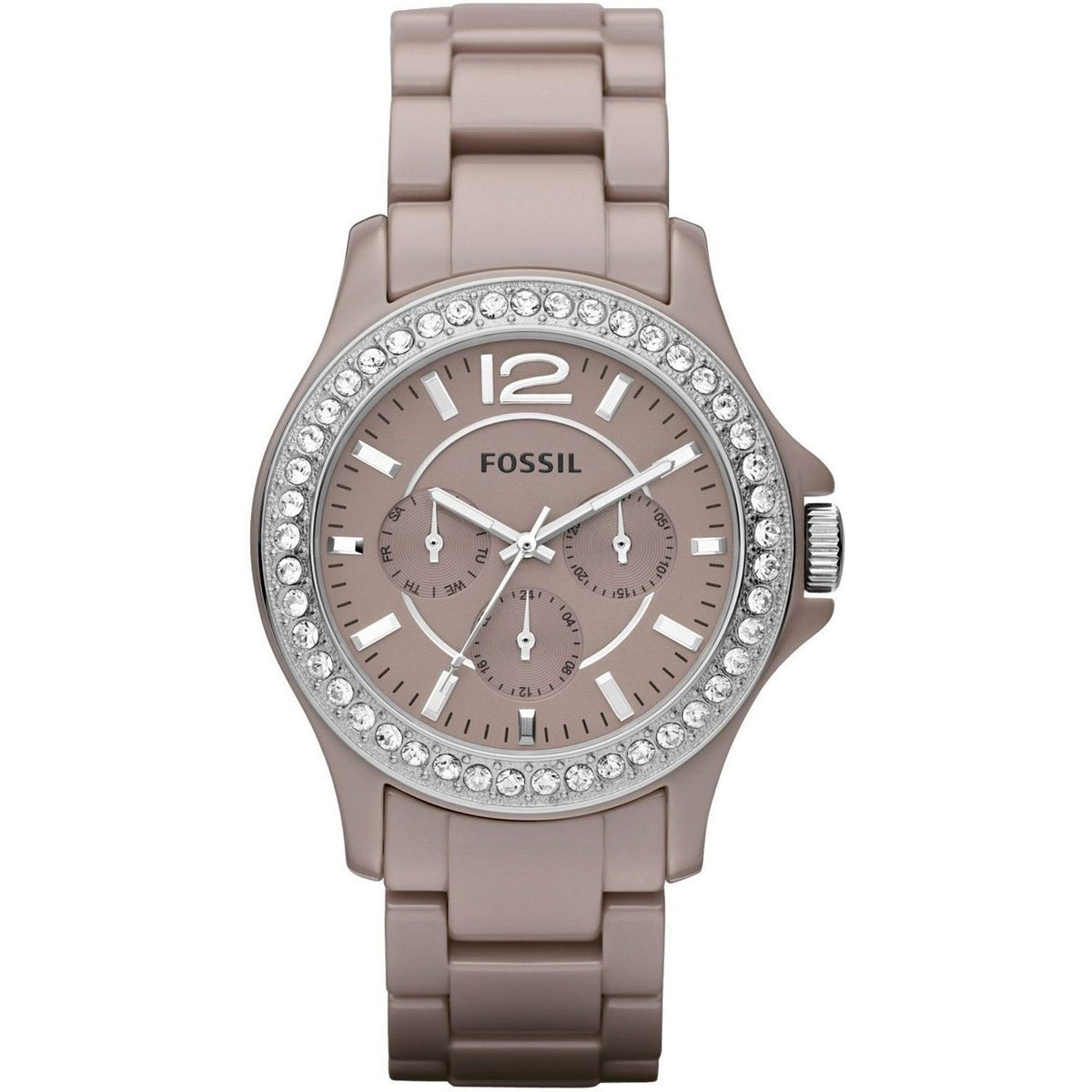 Fossil Women's CE1063 Riley Chronograph Beige Ceramic Watch
