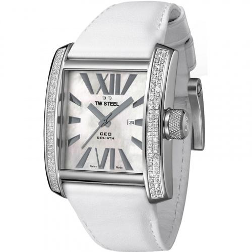 TW Steel Men&#39;s CE3015 CEO Goliath White Leather Watch