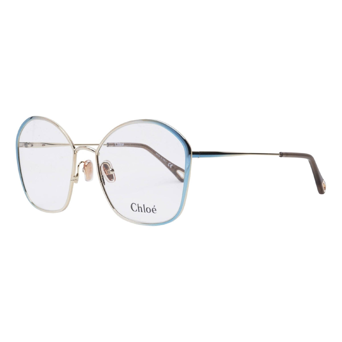 Chloé Women's Sunglasses Spring Summer 2021 Blue Transparent Demo Lens Demo Lens Gold CH0017OA 002