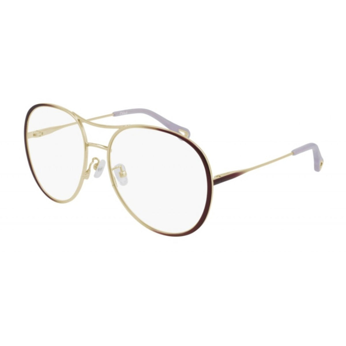 Chloé Women's Sunglasses Spring Summer 2021 Burgundy Transparent Demo Lens Demo Lens Shiny CH0019O 002