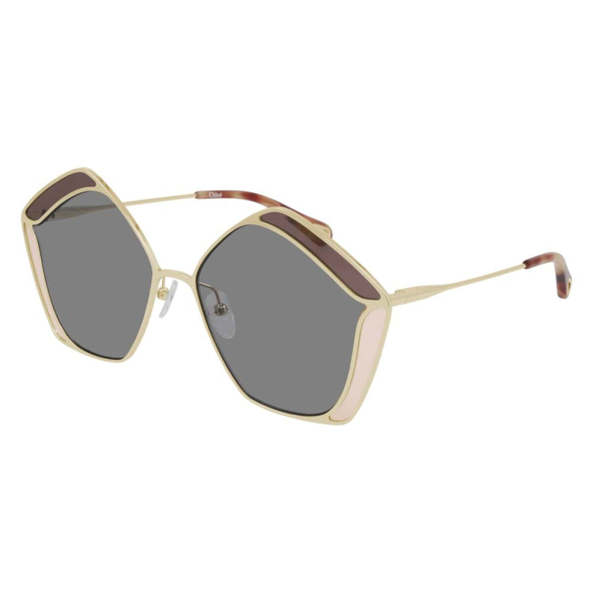 Chloé Women's Sunglasses Spring Summer 2021 Gold Grey Nylon Nylon Shiny CH0026S 002