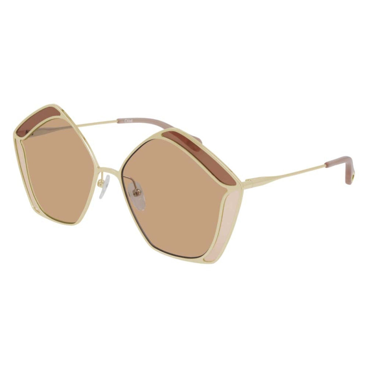 Chloé Women's Sunglasses Spring Summer 2021 Gold Pink Nylon Nylon Shiny CH0026S 003
