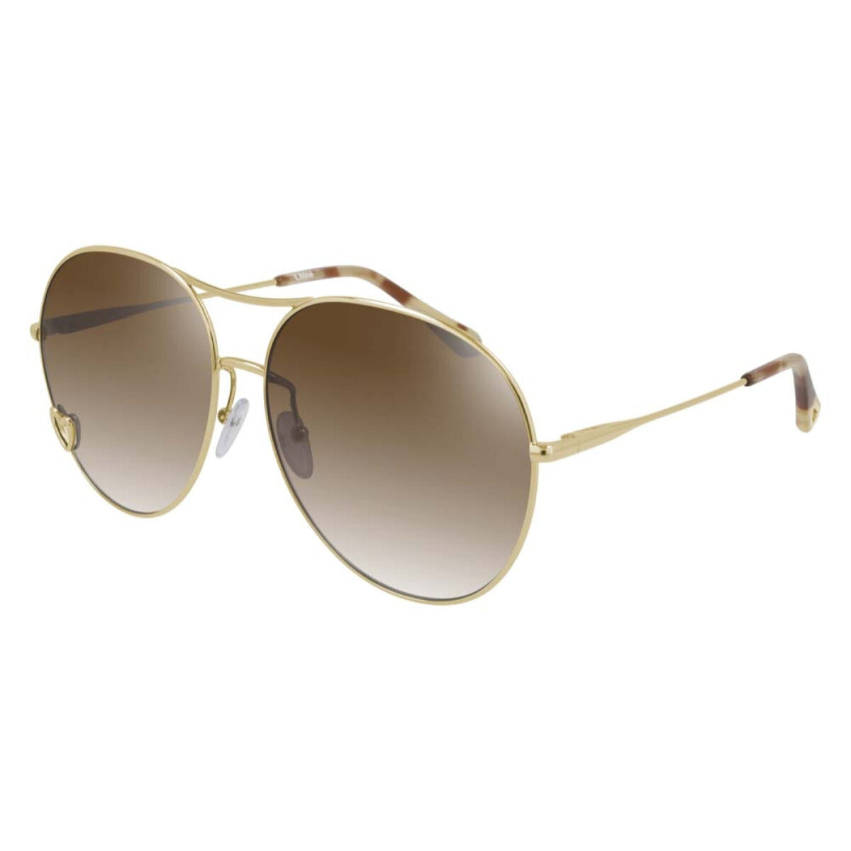 Chloé Women's Sunglasses Spring Summer 2021 Gold Brown Nylon Nylon Shiny CH0028S 001