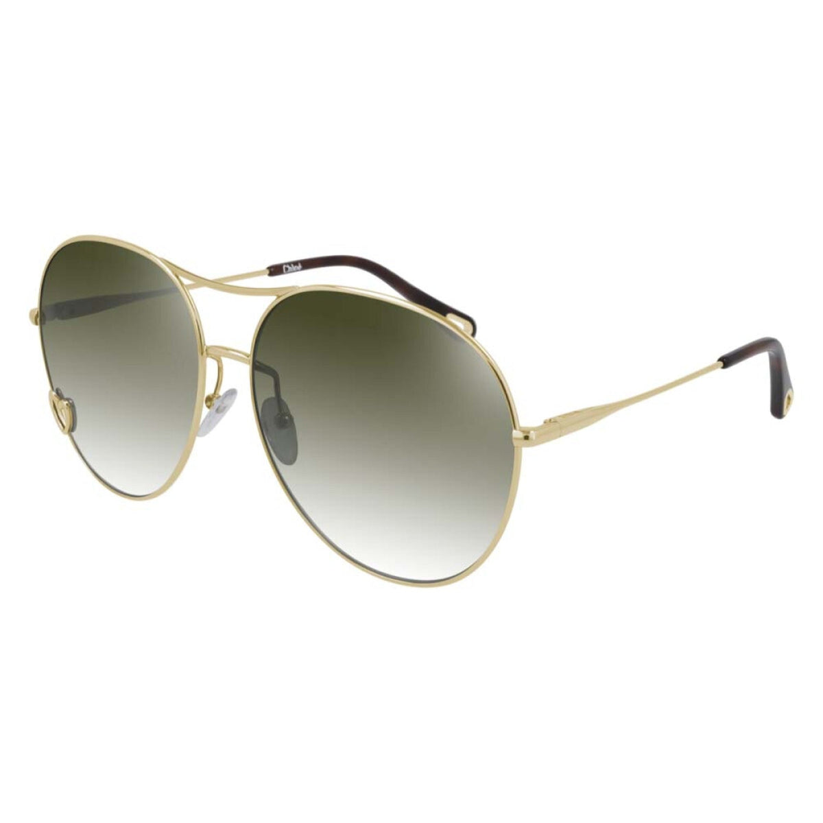 Chloé Women's Sunglasses Spring Summer 2021 Gold Green Nylon Nylon Shiny CH0028S 003