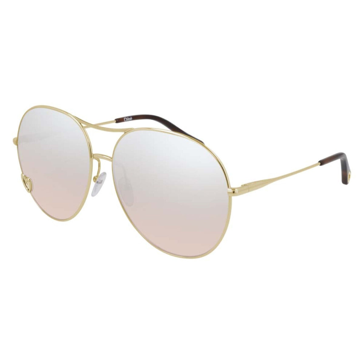 Chloé Women's Sunglasses Spring Summer 2021 Gold Pink Nylon Nylon Shiny CH0028S 004