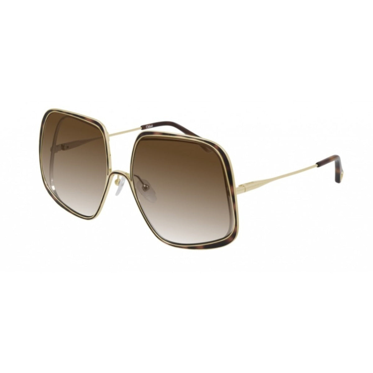 Chloé Women's Sunglasses Spring Summer 2021 Gold Brown Nylon Nylon Havana CH0035S 002