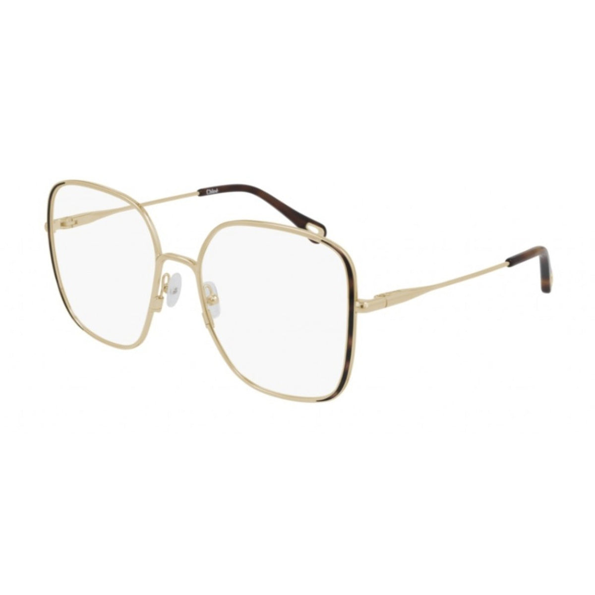 Chloé Women's Sunglasses Spring Summer 2021 Gold Transparent Demo Lens Demo Lens Havana CH0038O 001