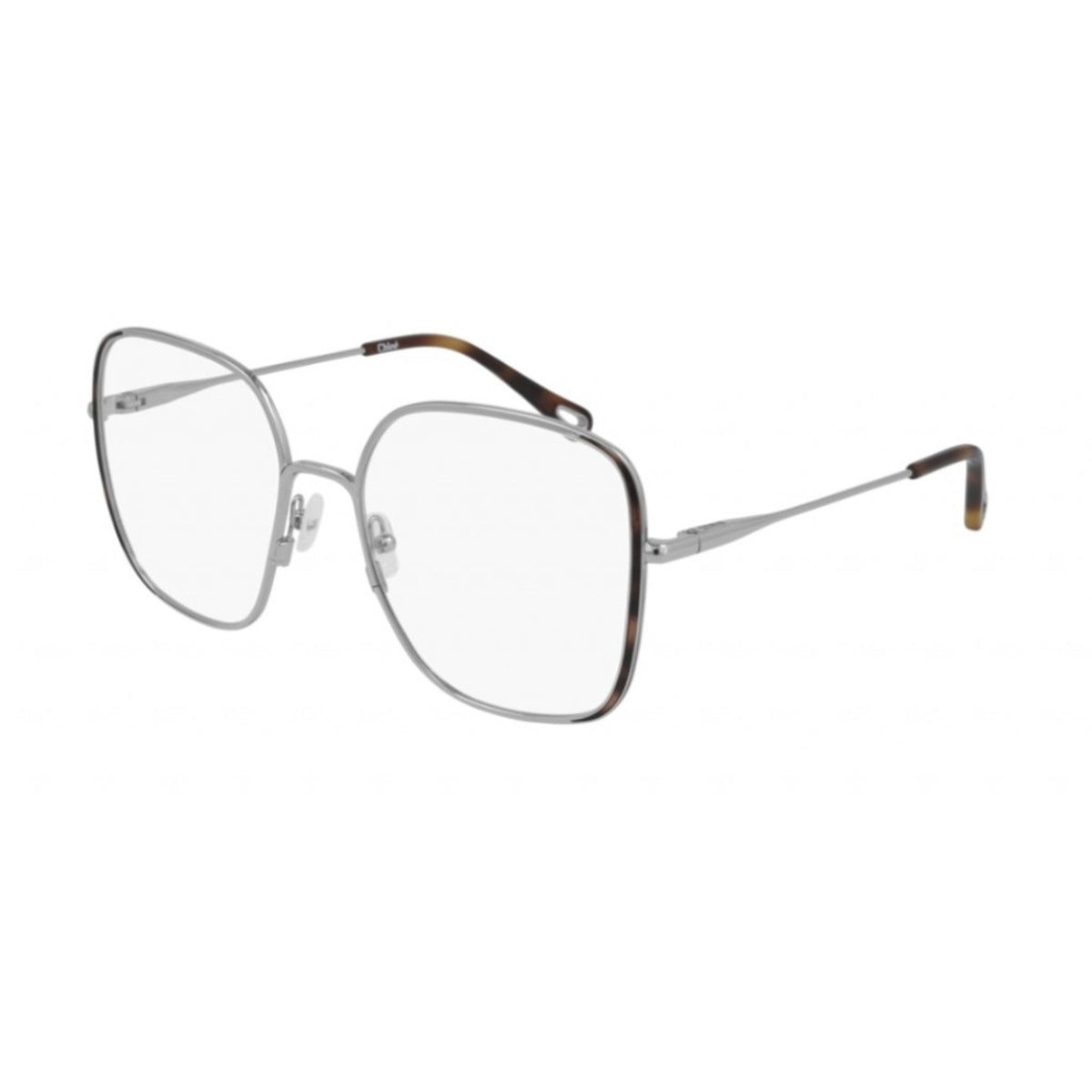 Chloé Women's Sunglasses Spring Summer 2021 Silver Transparent Demo Lens Demo Lens Havana CH0038O 003