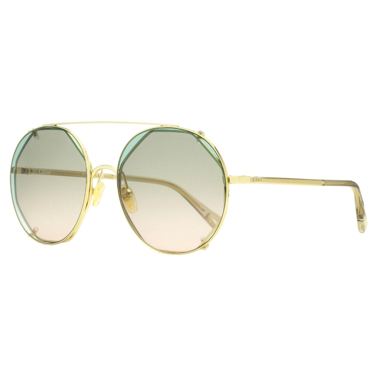 Chloé Women's Sunglasses Spring Summer 2021 Gold Green Nylon Nylon Shiny CH0041S 001