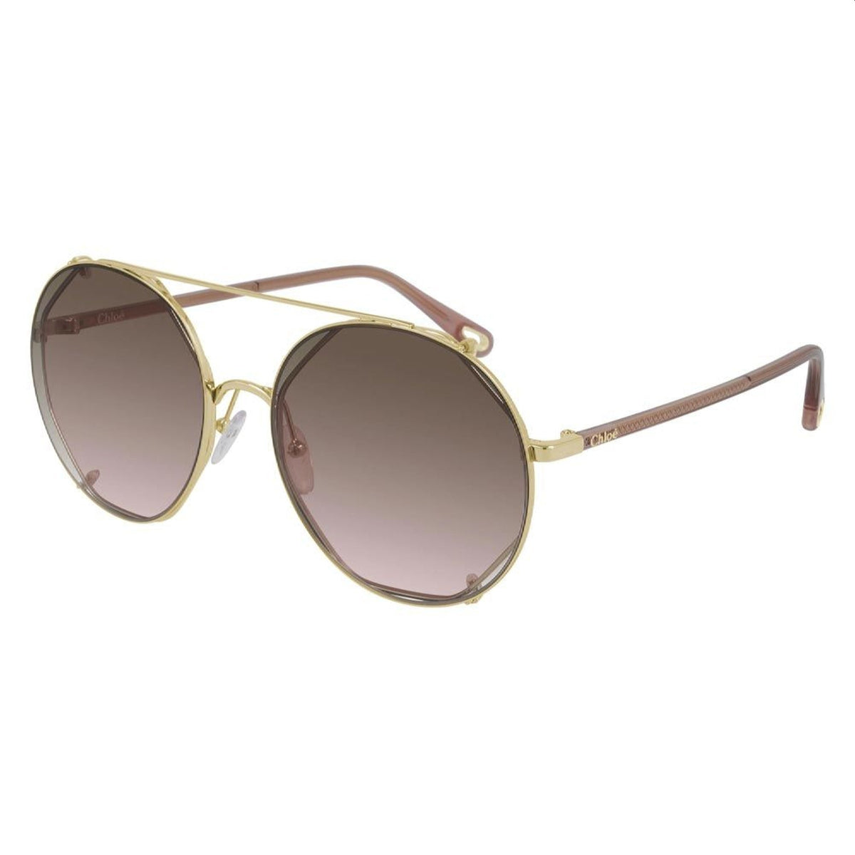 Chloé Women's Sunglasses Spring Summer 2021 Gold Brown Nylon Nylon Shiny CH0041S 003