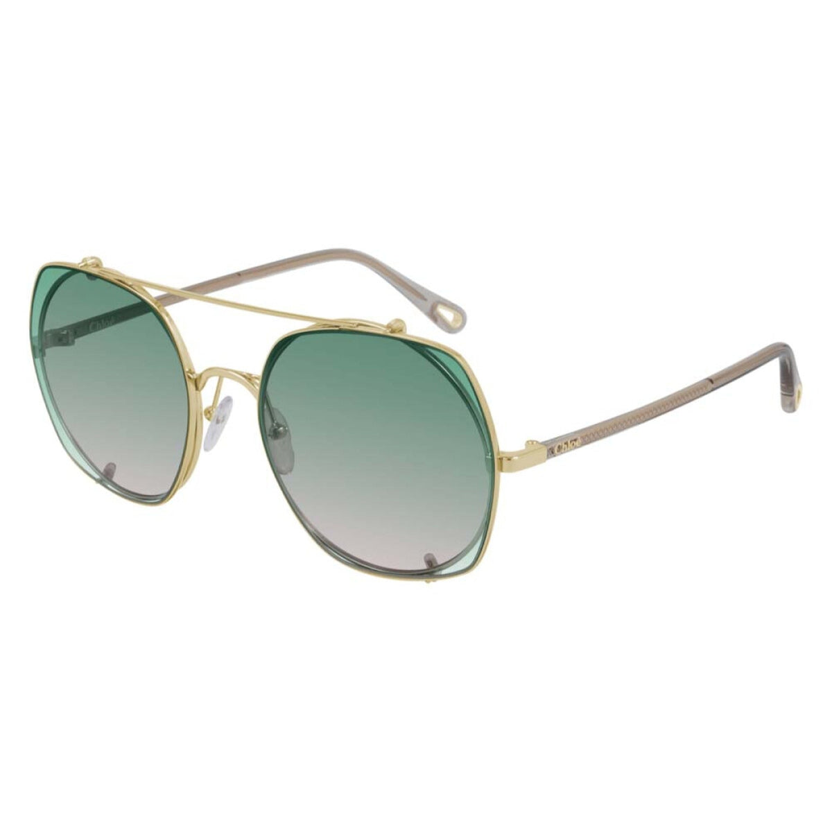 Chloé Women's Sunglasses Spring Summer 2021 Gold Green Nylon Nylon Shiny CH0042S 001