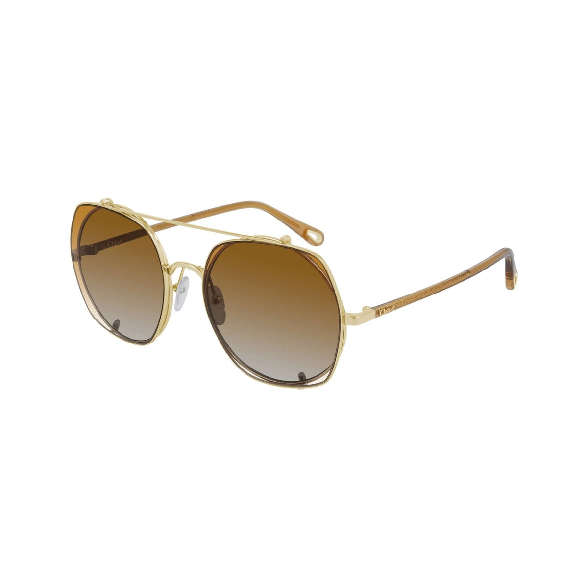 Chloé Women's Sunglasses Spring Summer 2021 Gold Orange Nylon Nylon Shiny CH0042S 003