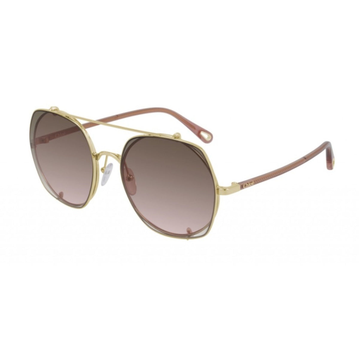 Chloé Women's Sunglasses Spring Summer 2021 Gold Brown Nylon Nylon Shiny CH0042S 004