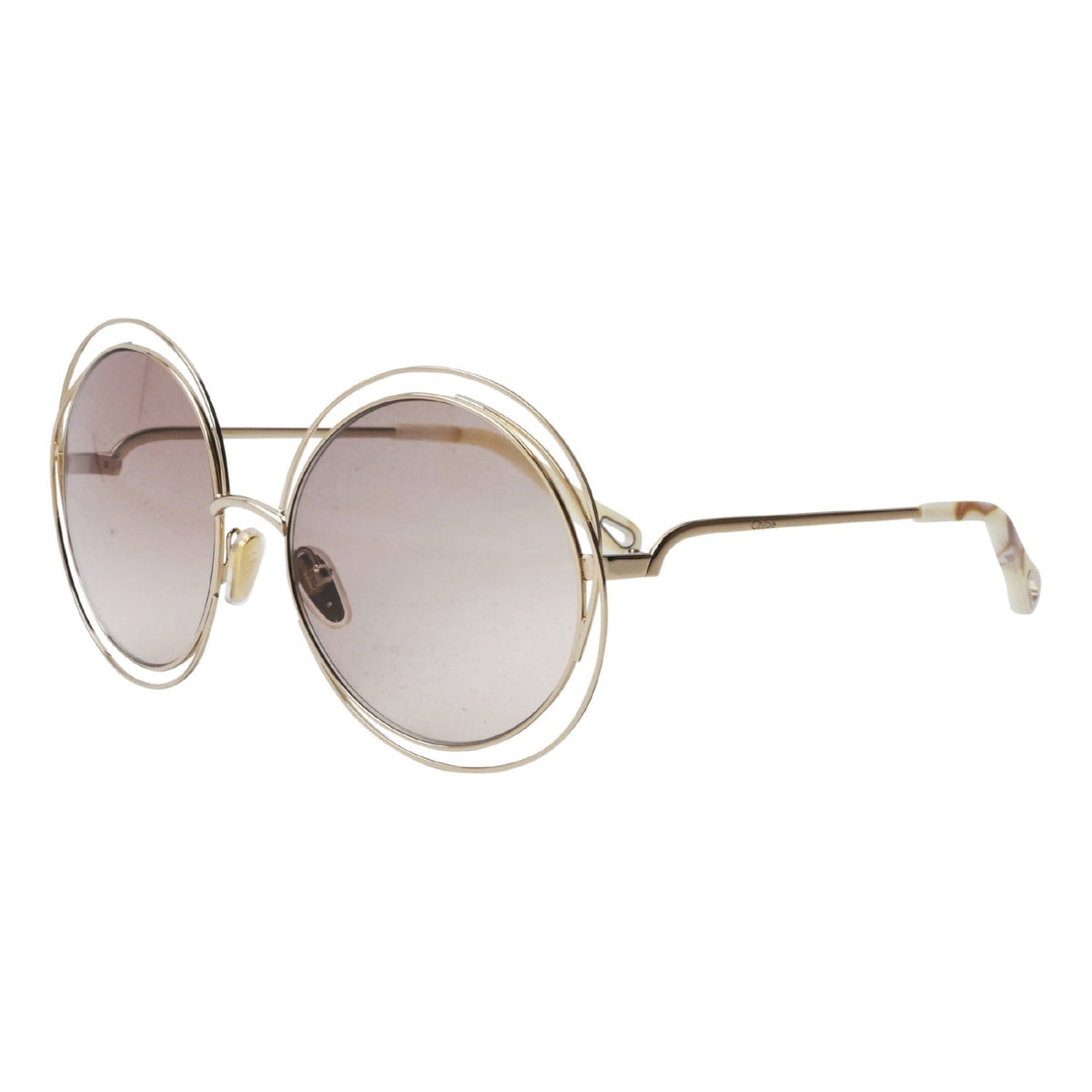 Chloé Women's Sunglasses Spring Summer 2021 Gold Brown Nylon Nylon Shiny CH0045S 005
