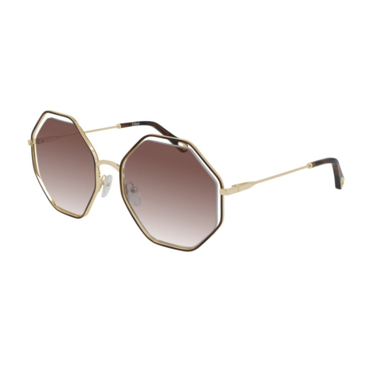 Chloé Women's Sunglasses Spring Summer 2021 Havana Brown Nylon Nylon Gold CH0046S 001