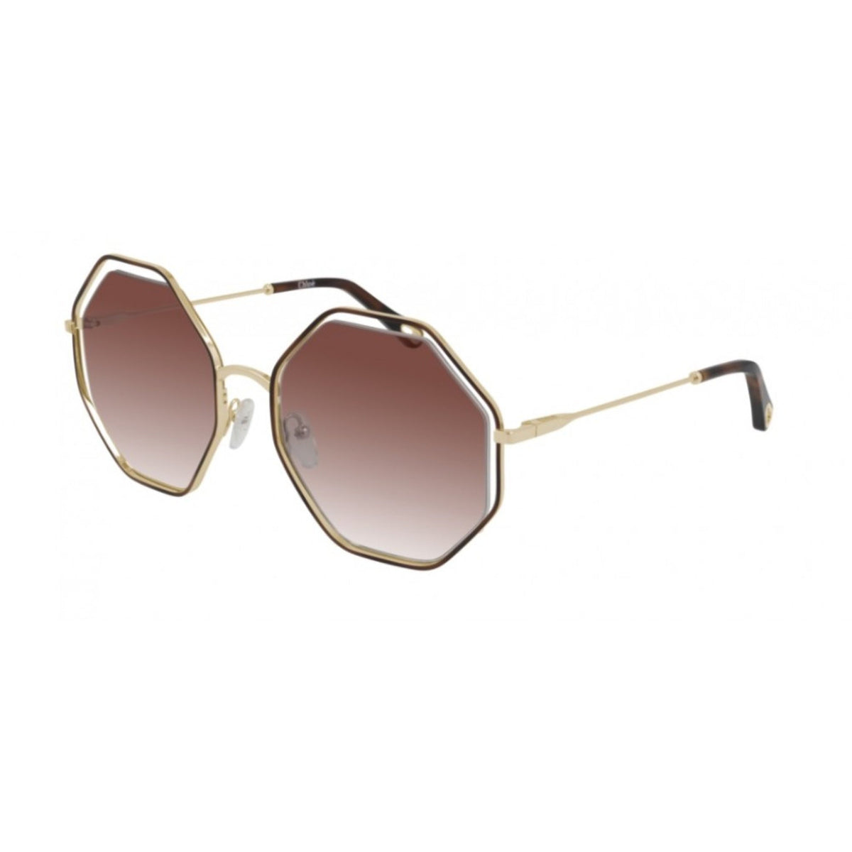 Chloé Women's Sunglasses Spring Summer 2021 Havana Brown Nylon Nylon Gold CH0046S 004