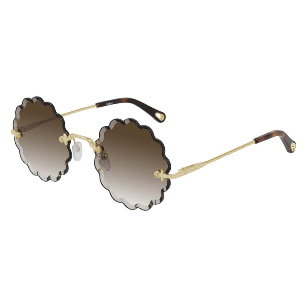 Chloé Women's Sunglasses Spring Summer 2021 Gold Brown Nylon Nylon Shiny CH0047S 001