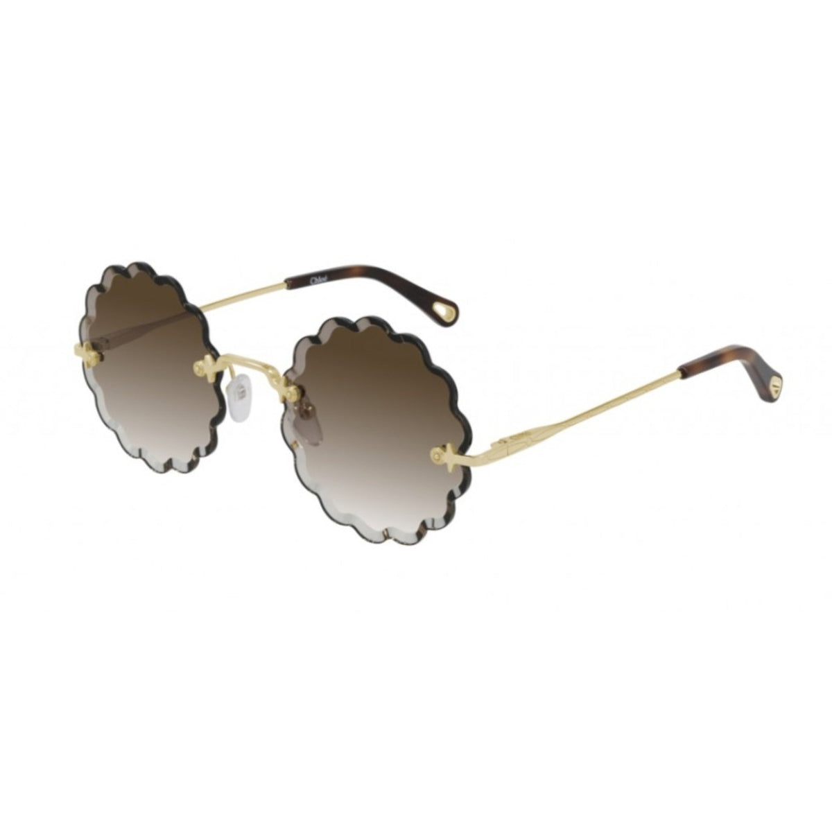 Chloé Women's Sunglasses Spring Summer 2021 Gold Brown Nylon Nylon Shiny CH0047S 004