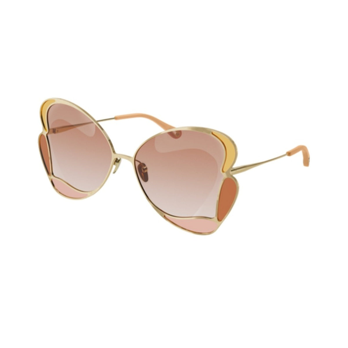Chloé Women's Sunglasses Spring Summer 2021 Gold Orange Nylon Nylon Shiny CH0048S 001