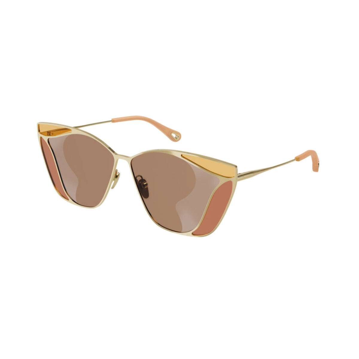 Chloé Women's Sunglasses Spring Summer 2021 Gold Brown Nylon Nylon Shiny CH0049S 001