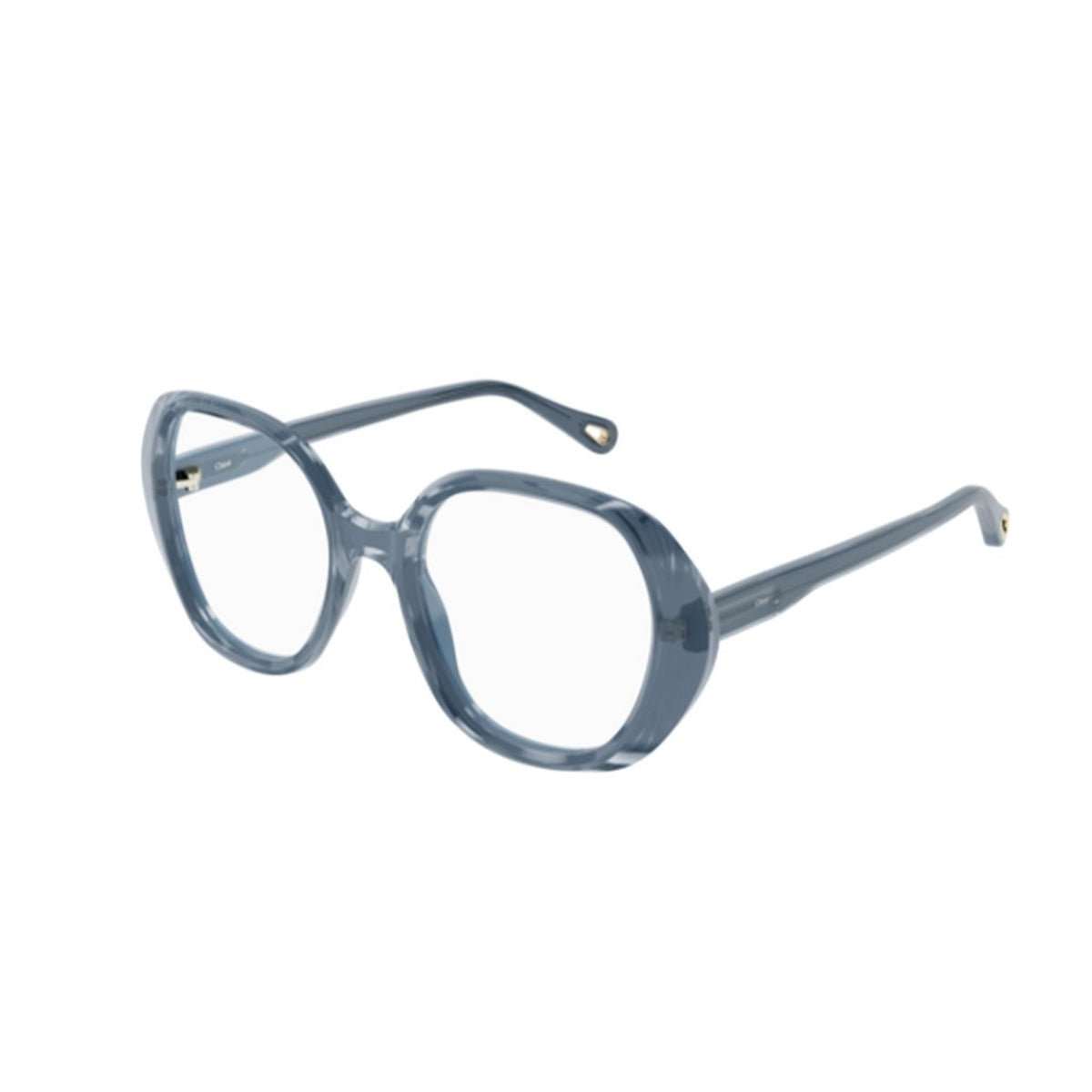 Chloé Women's Sunglasses Fall Winter 2021 Light Blue Transparent Demo Lens Demo Lens Shiny CH0053O 003