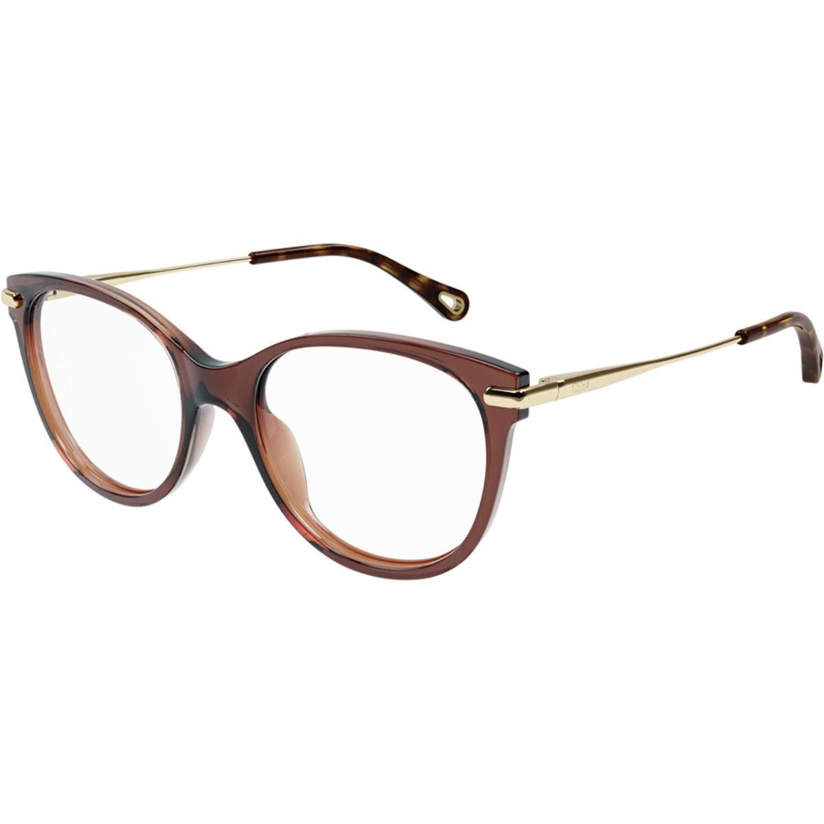Chloé Women's Sunglasses Fall Winter 2021 Brown Transparent Demo Lens Demo Lens Shiny CH0058OA 002
