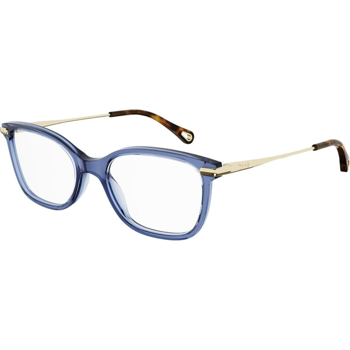 Chloé Women's Sunglasses Fall Winter 2021 Blue Transparent Demo Lens Demo Lens Shiny CH0059O 012