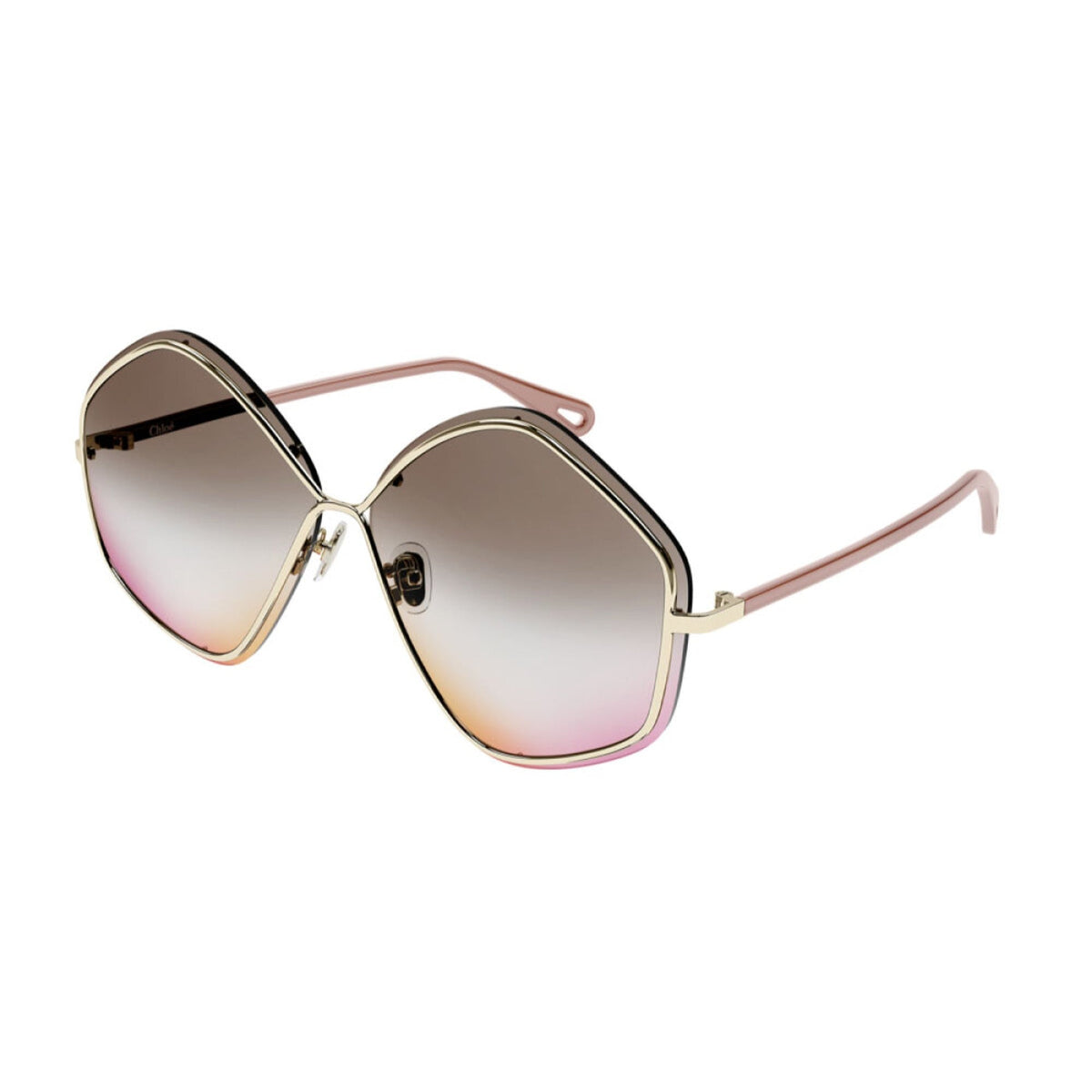 Chloé Women's Sunglasses Fall Winter 2021 Gold Brown Nylon Nylon Shiny CH0065S 002