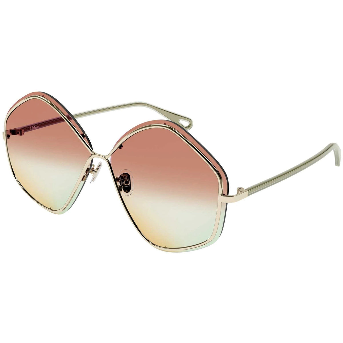 Chloé Women's Sunglasses Fall Winter 2021 Gold Orange Nylon Nylon Shiny CH0065S 003