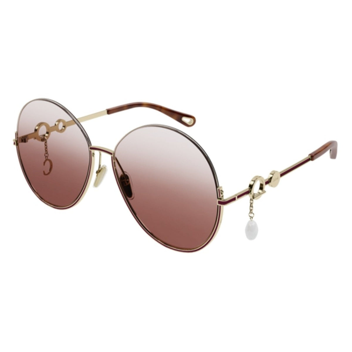 Chloé Women's Sunglasses Fall Winter 2021 Gold Orange Nylon Nylon Shiny CH0067S 002