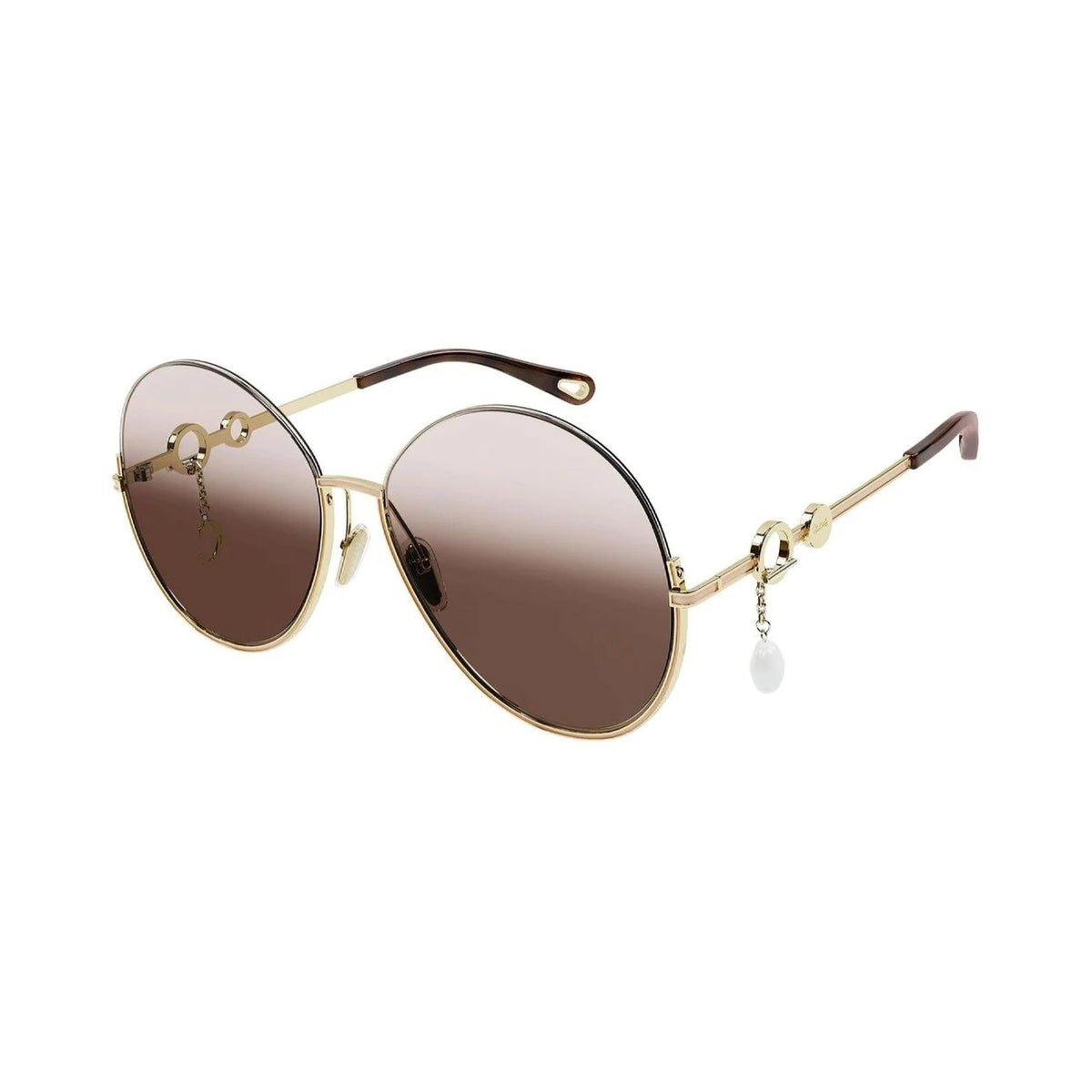 Chloé Women's Sunglasses Fall Winter 2021 Gold Brown Nylon Nylon Shiny CH0067S 003