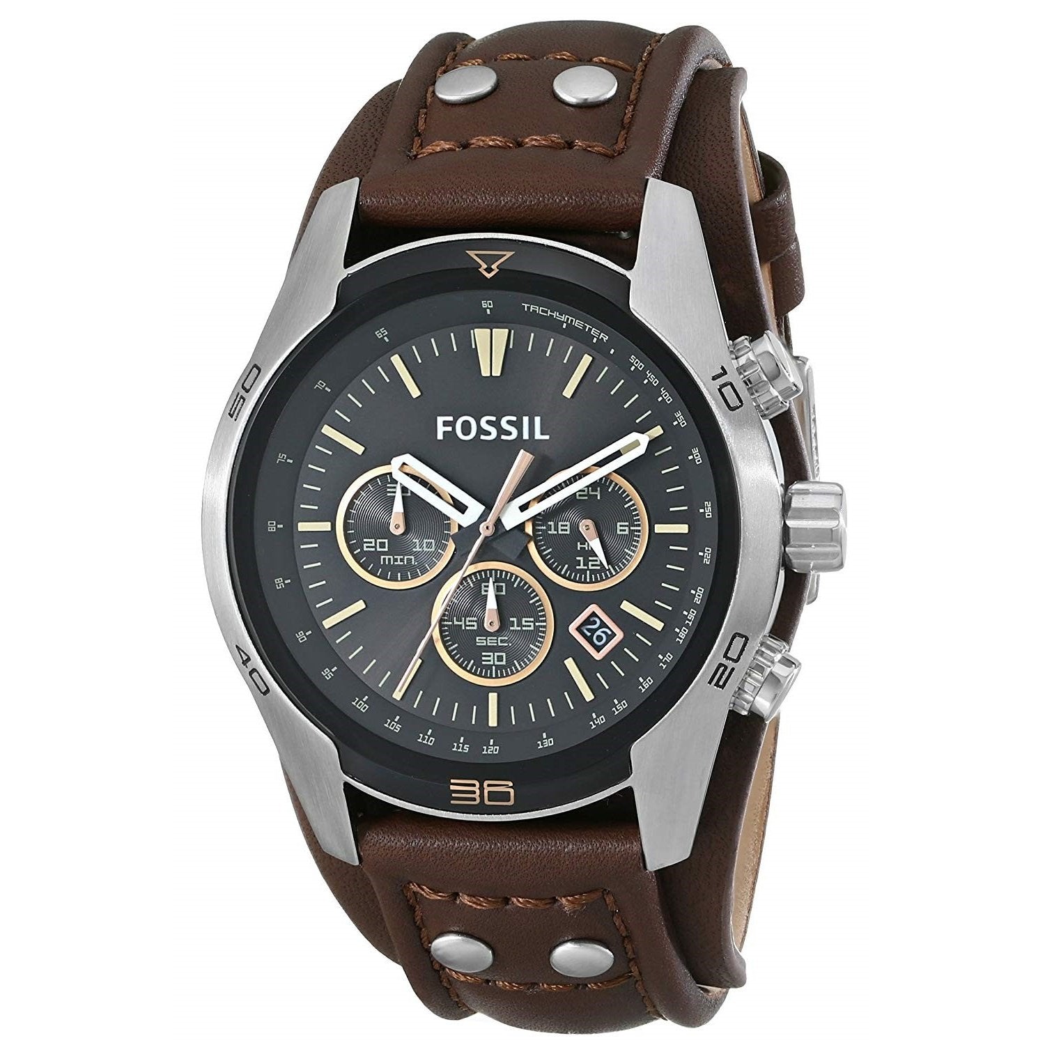 Fs Ch2891 Fossil Men's CH2891 Coachman Chronograph Brown Leather Watch - Bezali
