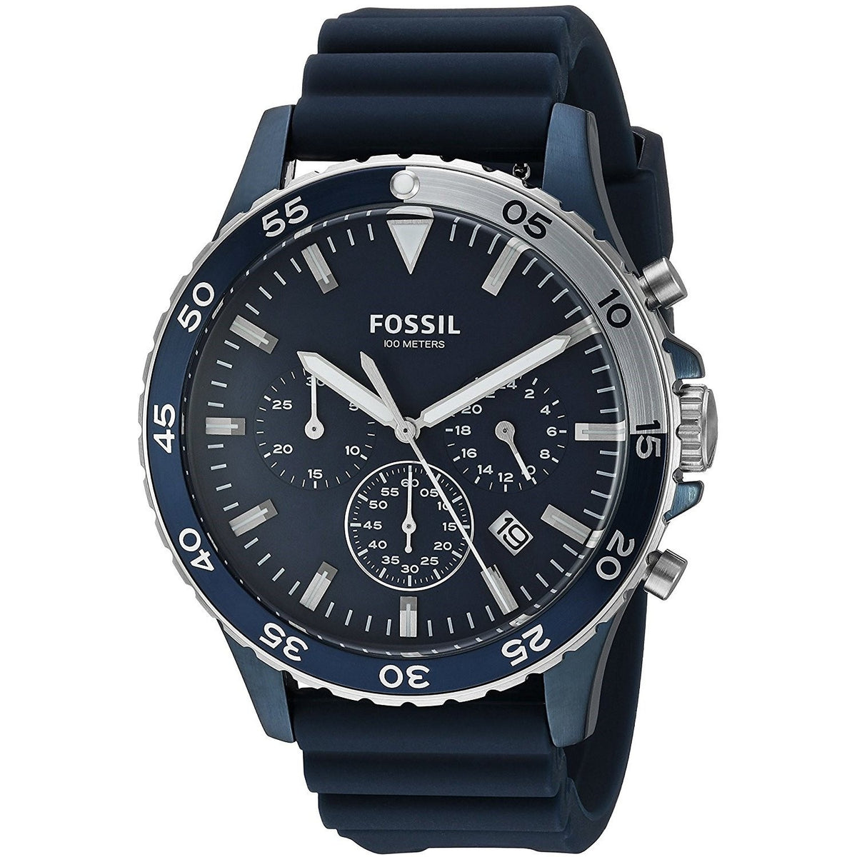 Fossil Men's CH3054 Crewmaster Chronograph Blue Silicone Watch