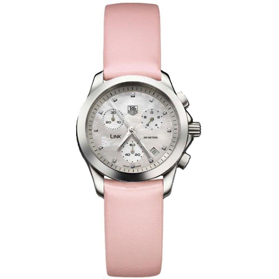 Tag Heuer Women&#39;s CJF1312.FC6190 Link Chronograph Pink Leather Watch