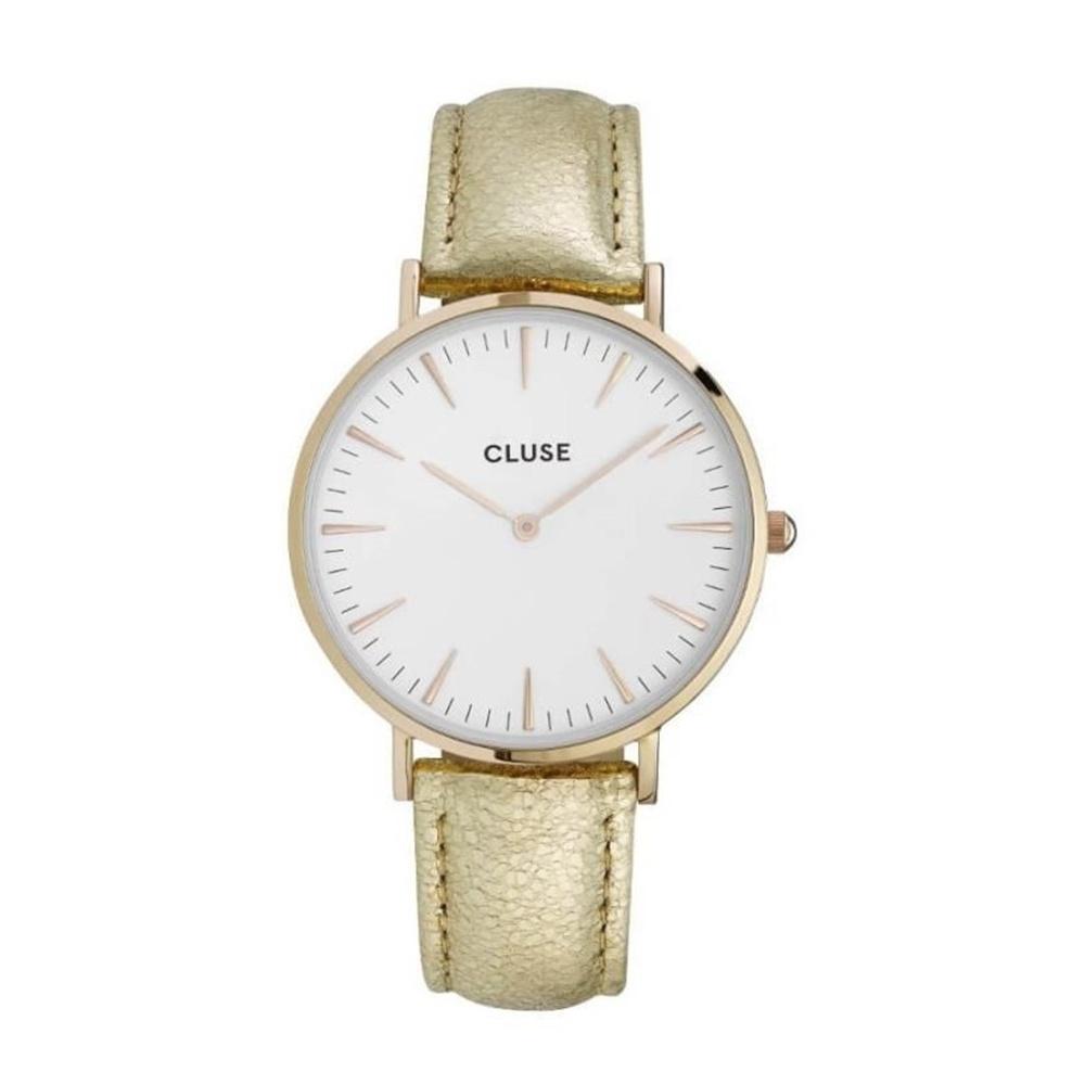 Cluse Women&#39;s CL18421 La Boheme Gold-Tone Leather Watch
