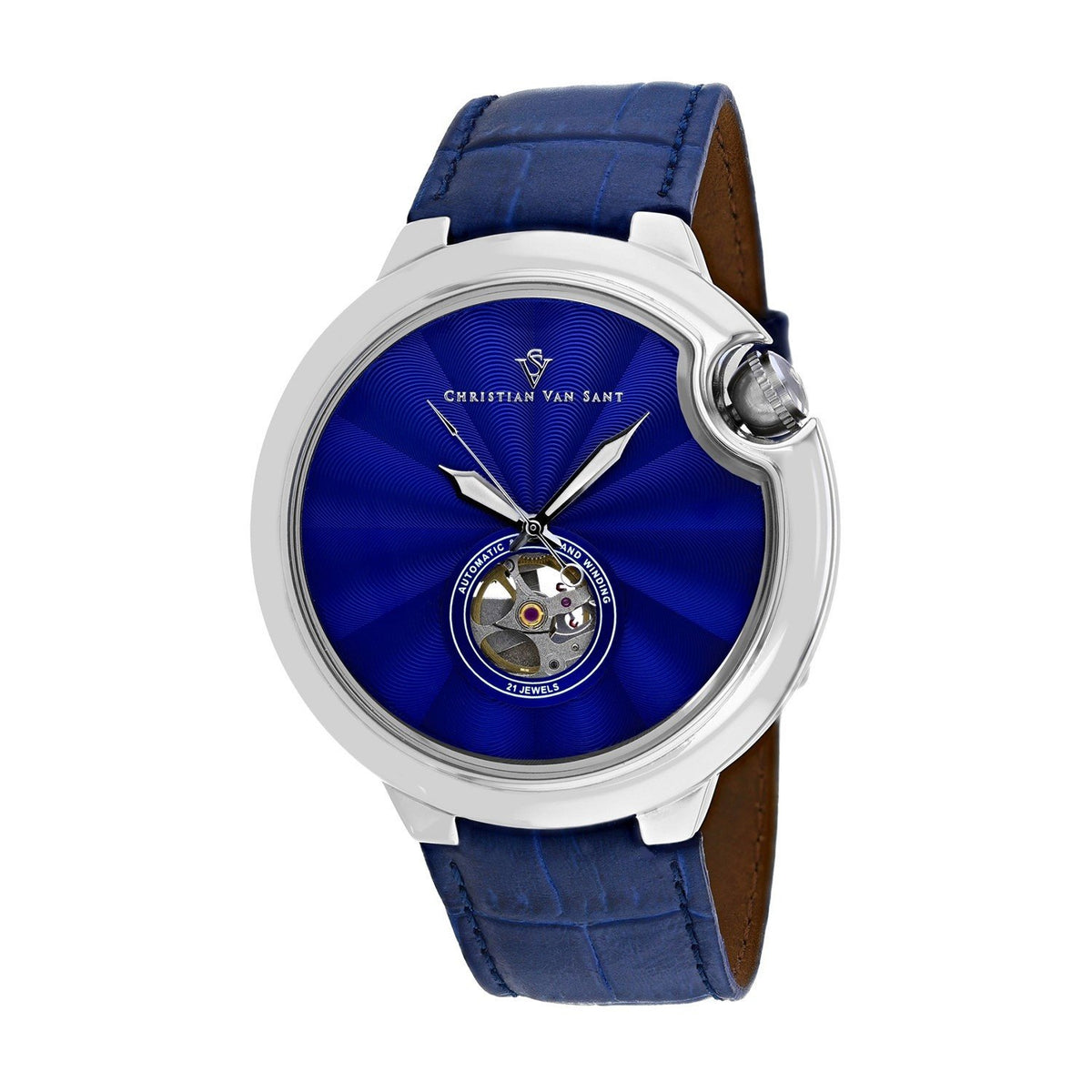 Christian Van Sant Men&#39;s CV0140 Cyclone Blue Leather Watch