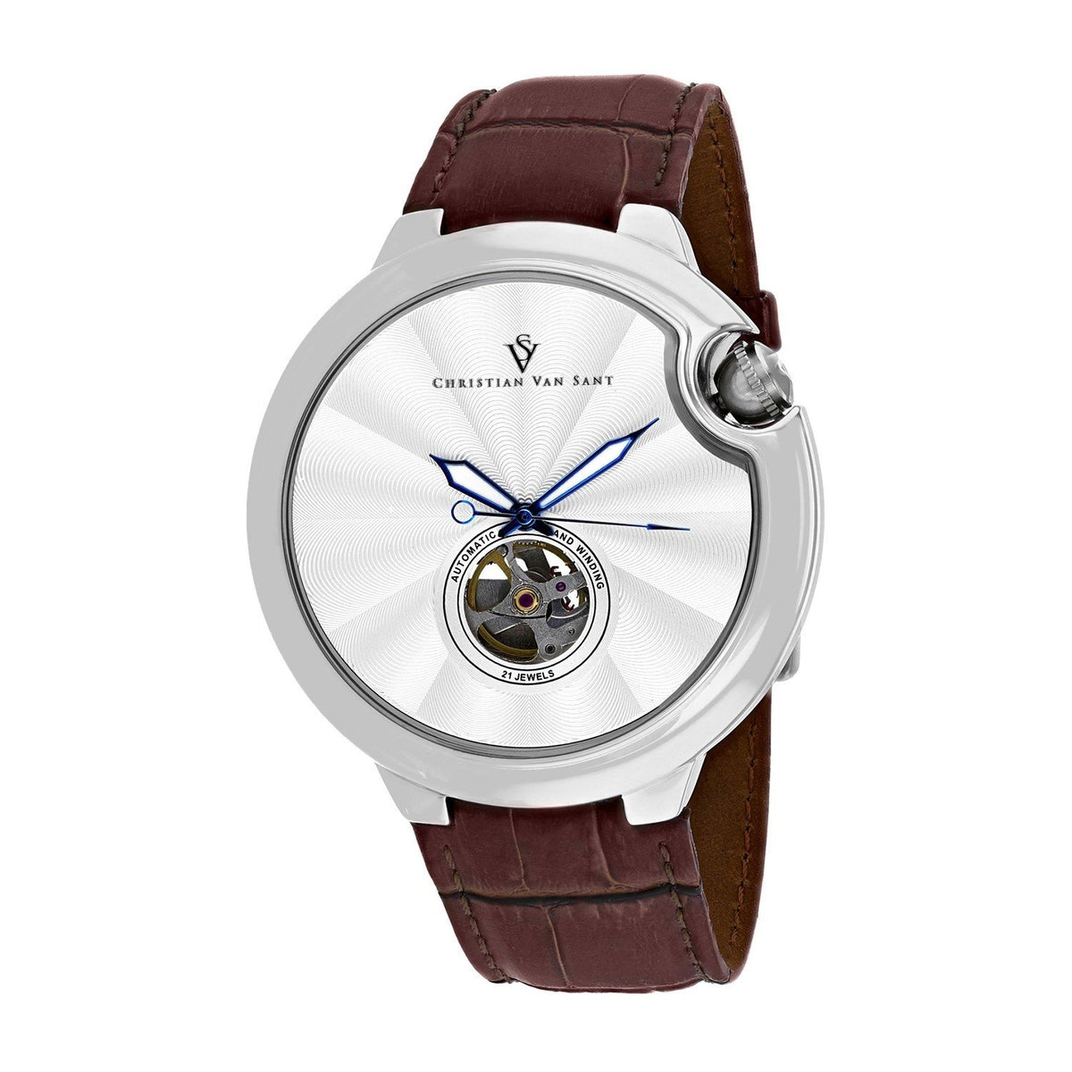 Christian Van Sant Men&#39;s CV0141 Cyclone Brown Leather Watch