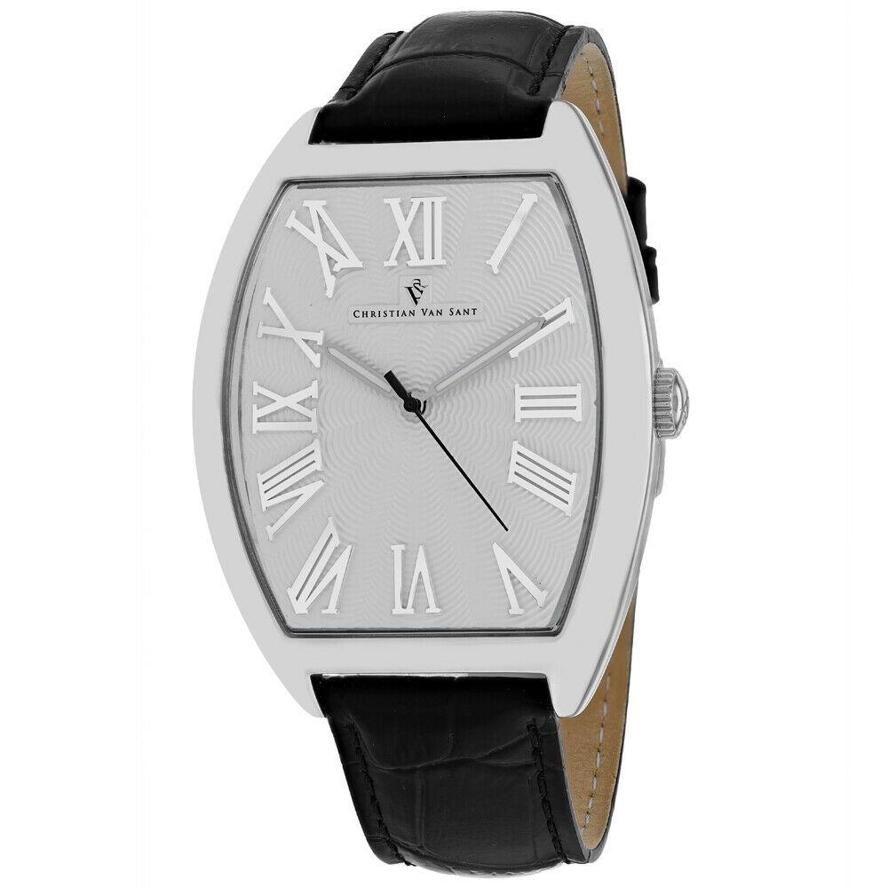 Christian Van Sant Men&#39;s CV0270 Royalty Black Leather Watch