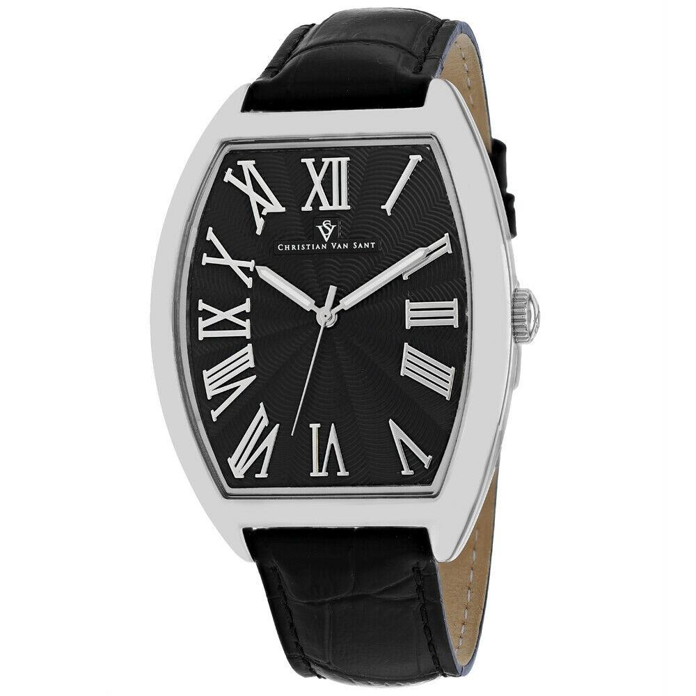 Christian Van Sant Men&#39;s CV0271 Royalty Black Leather Watch