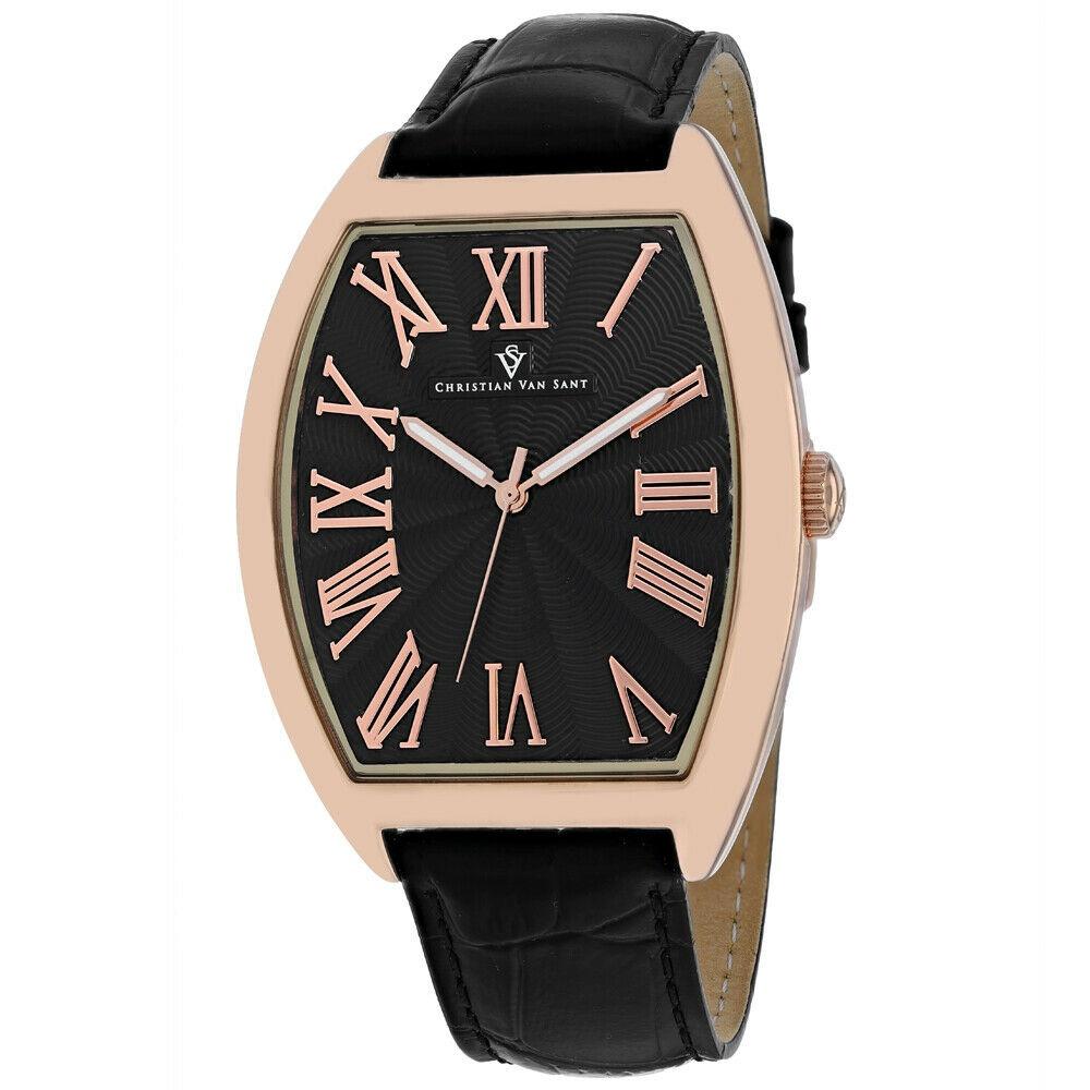 Christian Van Sant Men's CV0272 Royalty Black Leather Watch