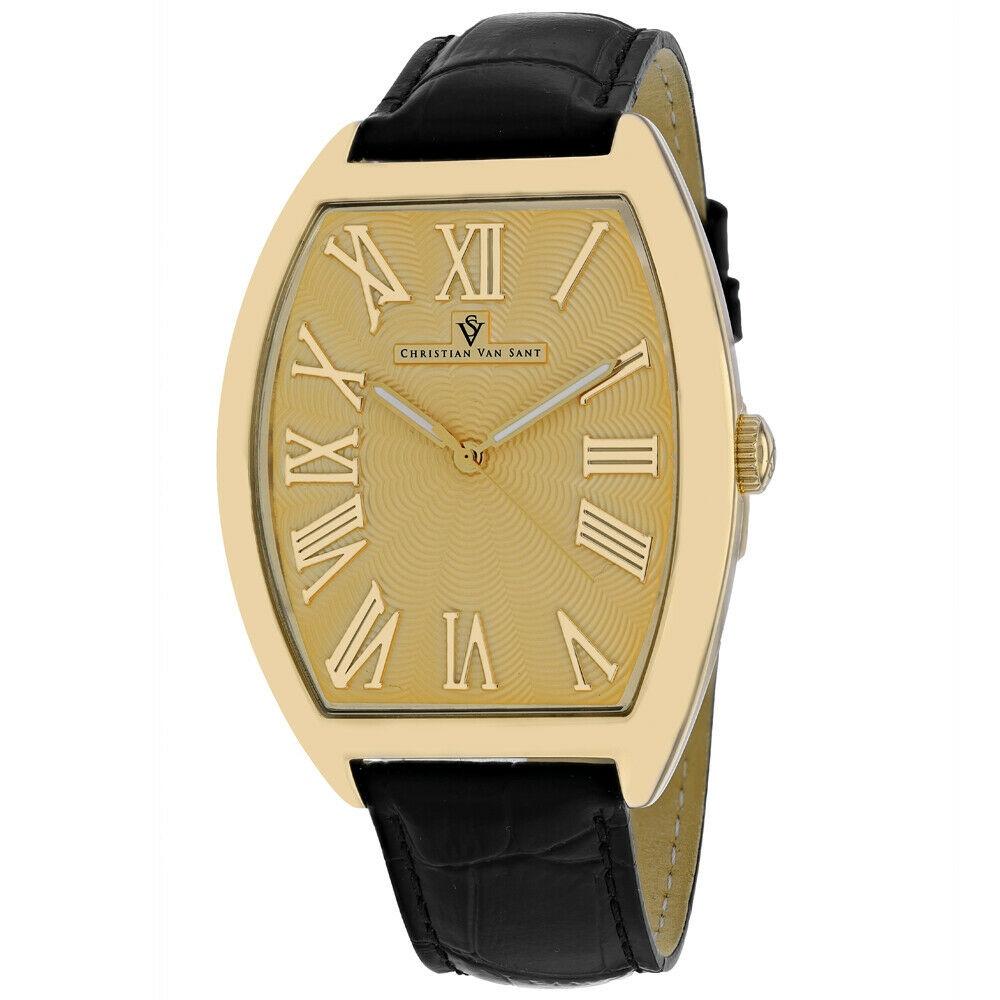 Christian Van Sant Men&#39;s CV0273 Royalty Black Leather Watch