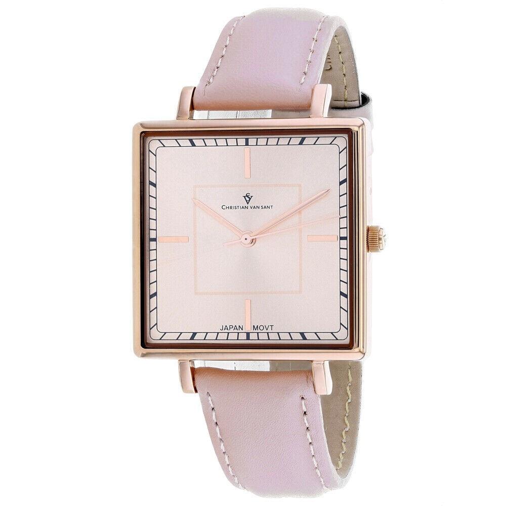 Christian Van Sant Women's CV0417 Callista  Pink Leather Watch