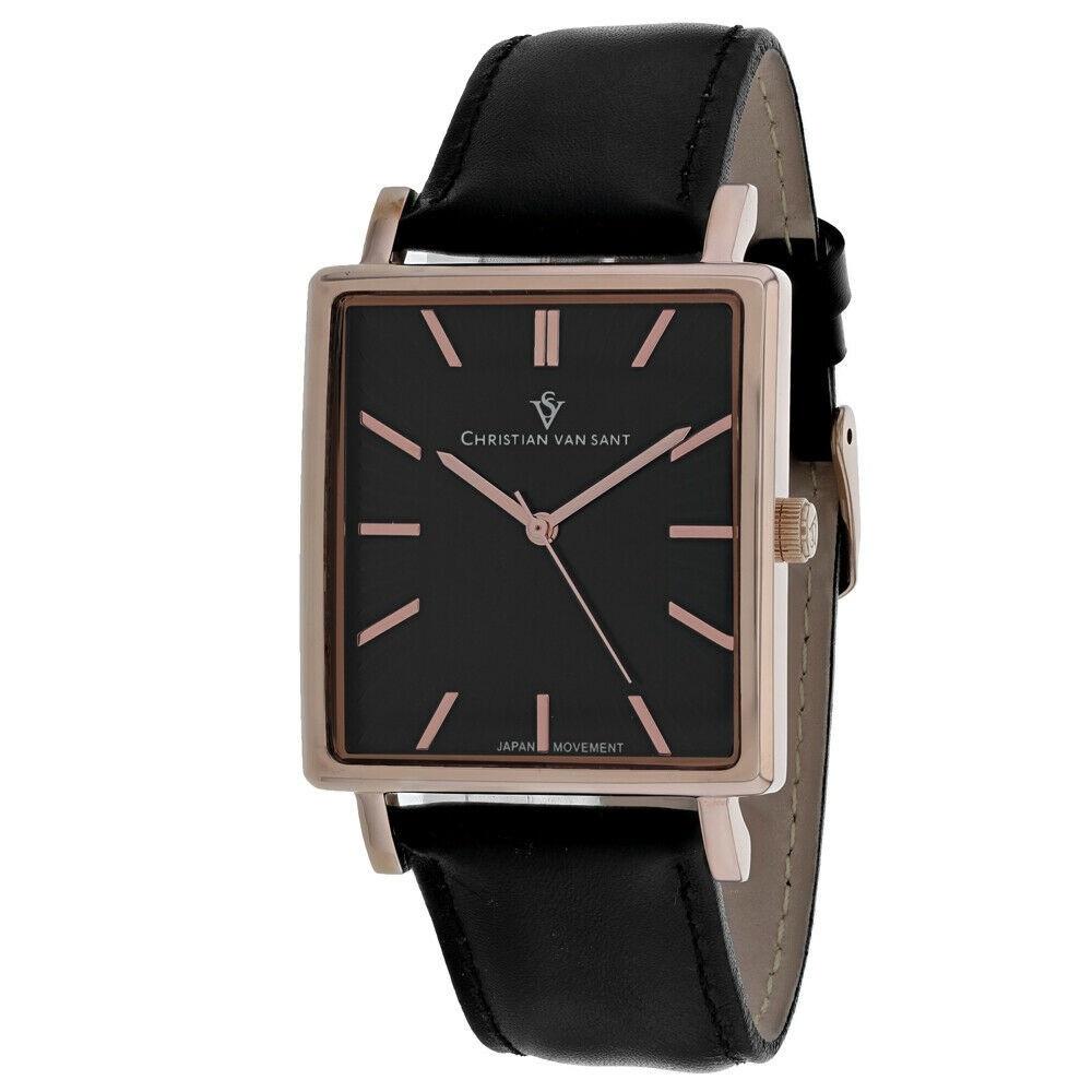 Christian Van Sant Men's CV0433 Ace Black Leather Watch