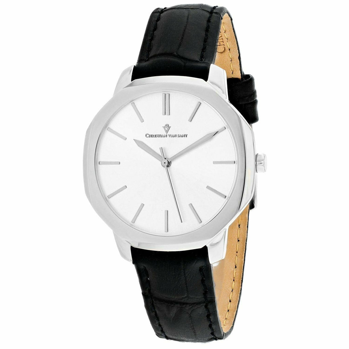Christian Van Sant Women's CV0501 Octave Slim Black Leather Watch