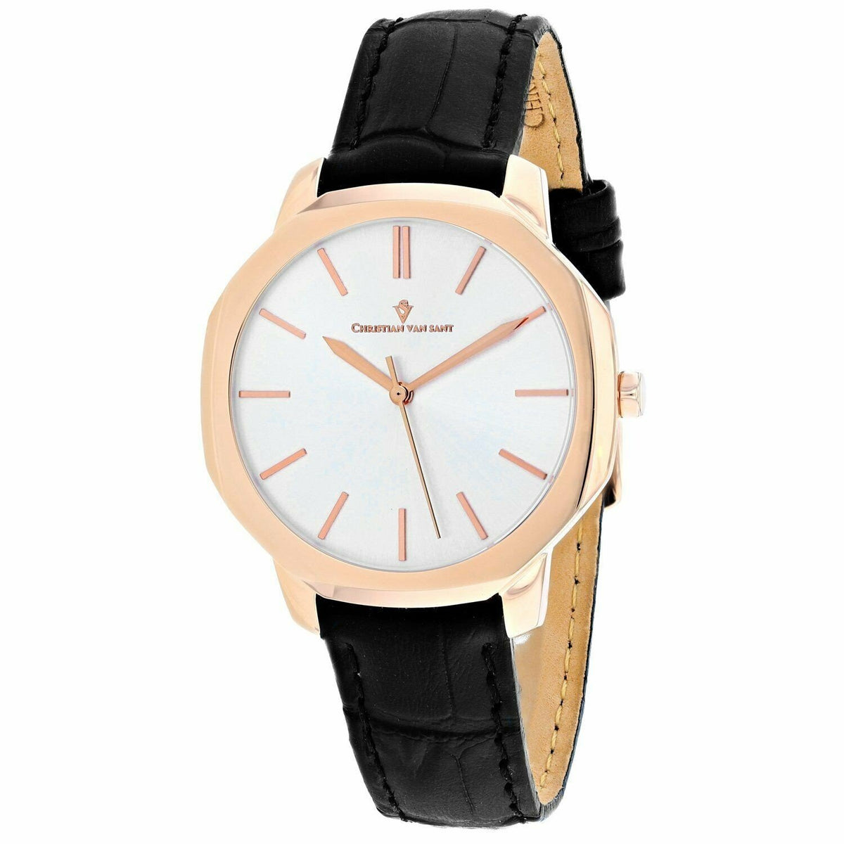 Christian Van Sant Women's CV0503 Octave Slim Black Leather Watch
