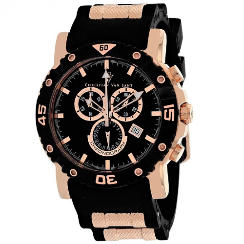 Christian Van Sant Men's CV0511 Cosenza Chronograph Black Silicone Watch